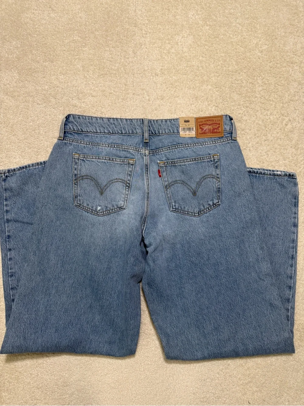 Levi's Superlow Loose Low Rise Distressed Light Wash Denim Jeans Size 32 14 - Picture 3 of 15